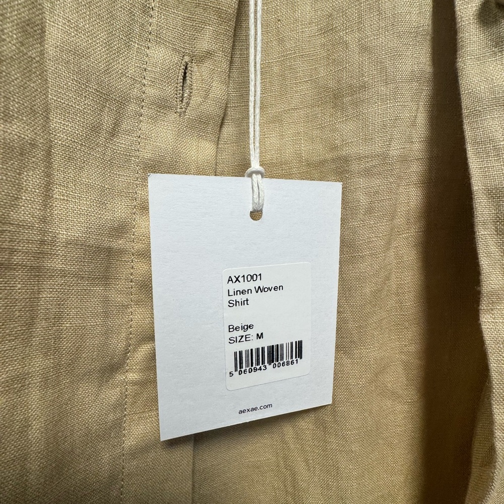 AEXAE OVERSIZED LINEN TAN BUTTON DOWN- M- NEW WITH TAGS - Picture 2 of 4